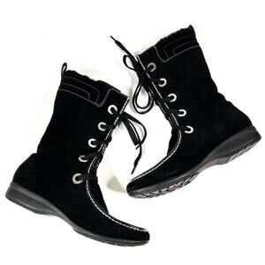 Cole Haan | Black Waterproof Suede Moccasin Winter Boots Lace Up 11